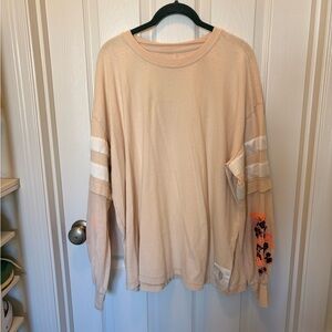 Free People Cream Long Sleeve Top